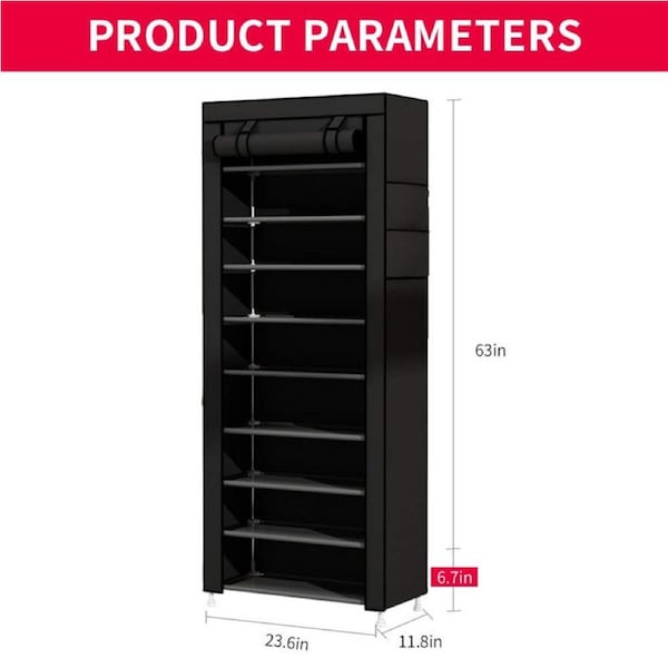 Catzon 10 Tiers Shoe Tower Rack with Dustproof Cover