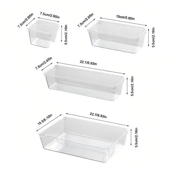 Catzon 25Pcs Drawer Case Organizer Set 4 Sizes Bins for Makeup Jewelry Gadgets