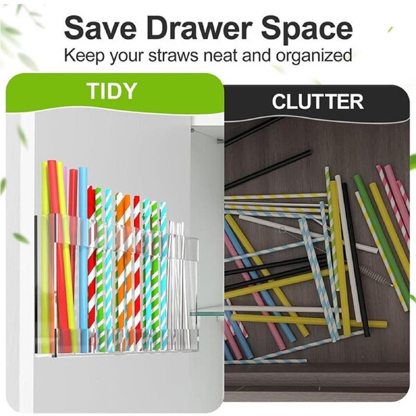 Catzon Large Acrylic Straw Holder for Cabinet Door