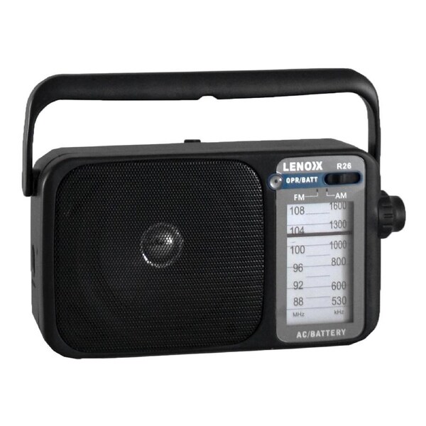 Lenoxx AM-FM Mantle Radio with Classic Frame Retro-Style Station Scanner Black
