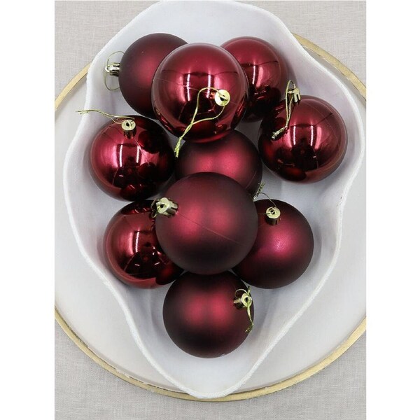 Wine Red Christmas Baubles 60mm Pearl Matt 24 Pack