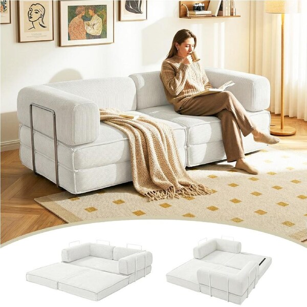 Artiss Convertible Folding Sofa Bed Beige