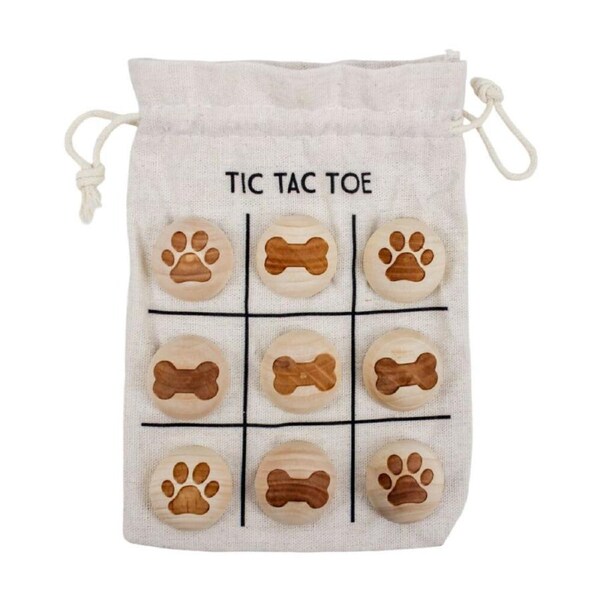 9pc Karson Paw & Bones Tic Tac Toe Game Set w/ Fabric Bag 13x18x1.6cm