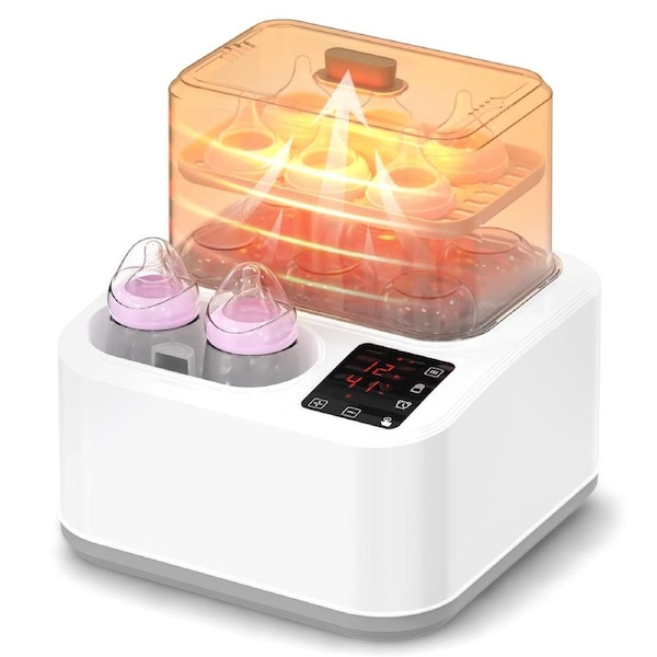 Advwin All-in-one Baby Bottle Sterilizer & Warmer for Breastmilk or Formula, with LCD Timer, Ceramic Slow Cooker, for Defrost, Sanitizer, Dryer, Keep, Heat Baby Food Jars