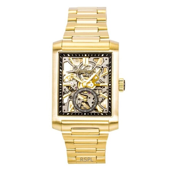 Ingersoll The Spur Gold Tone Stainless Steel Black Skeleton Dial Automatic I17002 Men's Watch
