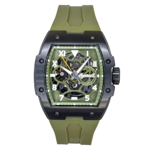Ingersoll The Play Polyurethane Strap Green Skeleton Dial Automatic I15303 Men's Watch