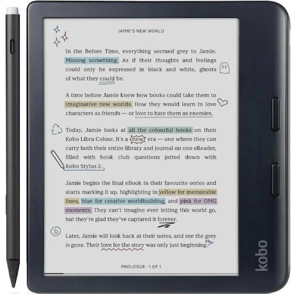 Kobo Libra Colour eBook Reader with Stylus 2 Pen Black Set Combo
