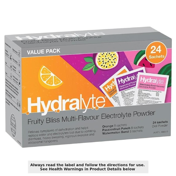 Hydralyte Electrolyte Powder Fruity Bliss Multi-Flavour 24 x 4.9g Sachets