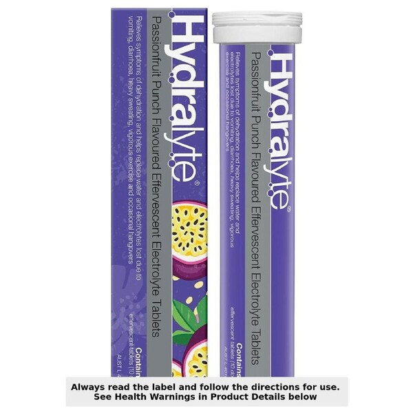 Hydralyte Effervescent Electrolyte Tablets Passionfruit 20 Pack