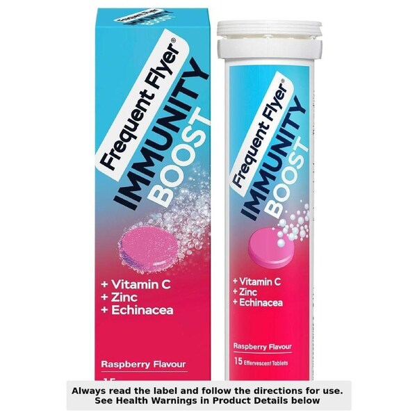 Frequent Flyer Immunity Boost Effervescent Tablets Raspberry 15 Pack