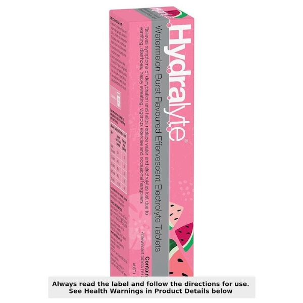 Hydralyte Effervescent Electrolyte Tablets Watermelon 20 Pack