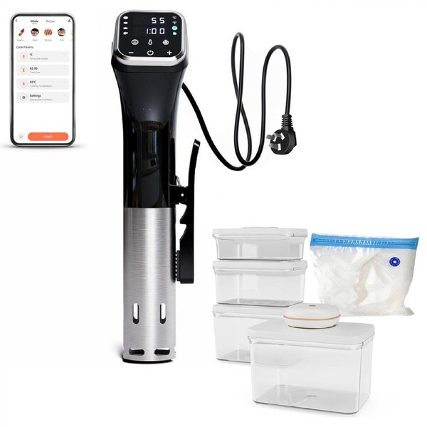 Advwin Sous Vide Set With Vacuum Sealer Combo, 3 Vacuum Food Storage Containers, 10 Reusable Food Saver Sealer Bags, Slow Cooker & Food Vacuum Saver Set