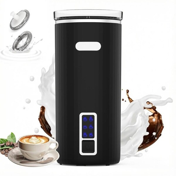 Advwin Electric Milk Frother, 6-IN-1 Milk Frother & Warmer, Compact Hot & Cold Foam Maker with Non-Stick Inner Coating, Automatic Coffee Steamer Frother