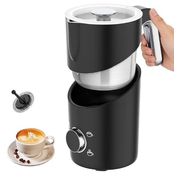 Advwin Electric Milk Frother, 4-IN-1 Milk Foam Frother & Warmer with 600ml Milk Jug, Automatic Coffee Steamer with Transparent Lid, Hot and Cold Foam Maker
