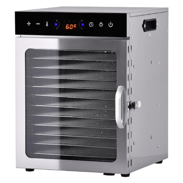 Advwin Food Dehydrator, 12 Trays Electric Drying Cabinet, 800W Stainless Steel Fruit & Meat Dryer Machine with Temp Control, Timer, Healthy Snack Maker Pets Food Maker