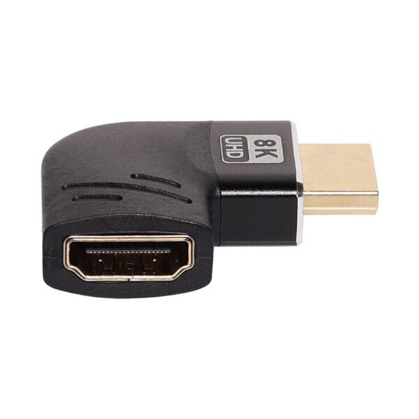 Dynalink P7373B HDMI Flat Right Angle Down Male To Female Adapter 8K UHD