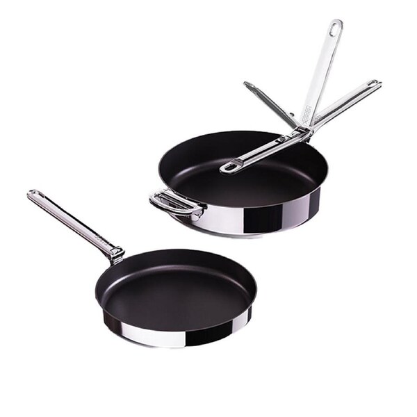 2pc Joseph Induction Kitchen Fry Pan Set W/ Folding Handles Non-Stick