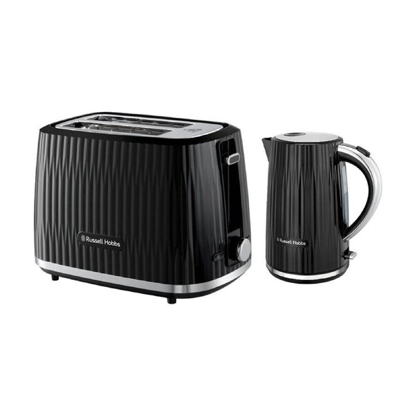 Russell Hobbs Eden Kettle Black/Chrome & 2 Slice Bread Toaster 800W Black