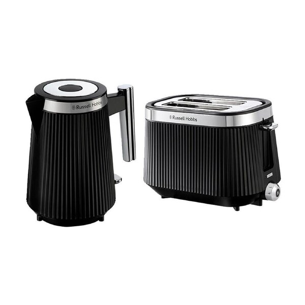 Russell Hobbs Bronte Black Kettle Black/Silver & 2 Slice Bread Toaster Black