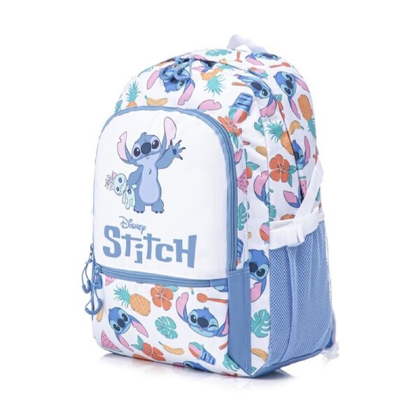 Stitch Disney Teen Backpack Kids School Bag W/ Side Mesh Pockets 44cm Blue