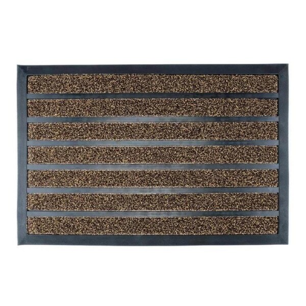 Deal365 Rubber Door Mat Rectangle Black Non-Slip Base 40 x 60cm
