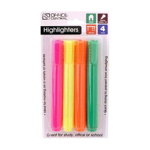 Deal365 4 Colors Highlighters Marker Pen Fluorescent Office School Stationery