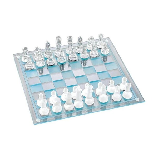 Karson Crystal Chess Game Set 32pc - Glass Board - Suitable for 6y+ - Stylish Centerpiece