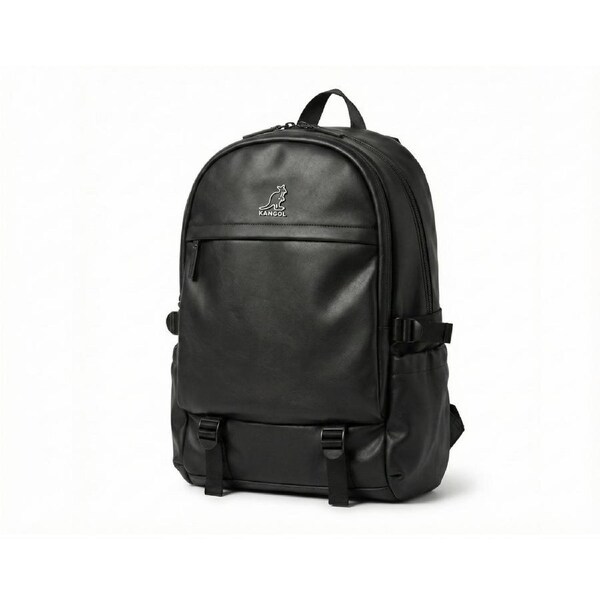 Kangol Leather Look Vinyl Backpack Bag w/ Laptop Sleeve in Black