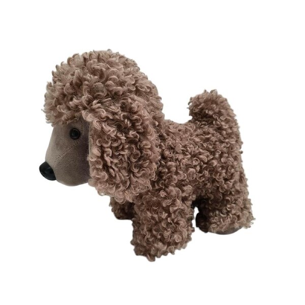 Doorstop Weighted Fabric Standing Brown Poodle Dog Door Stopper