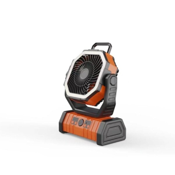 Portable Camping Outdoor Rechargeable Battery Operated Fan Auto-Oscillating Desk Fan Orange