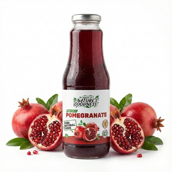 1L Natures Goodness Pomegranate Cold Pressed Juice in Glass Jar - Product of Georgia
