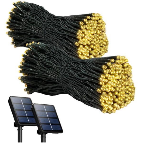 Nevenka 2Pcs Solar String Lights 12m Outdoor Waterproof Garden Patio Decor-Warm