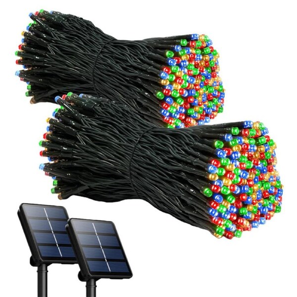 Nevenka 2Pcs Solar String Lights 12m Outdoor Waterproof Garden Patio Decor-Colorful