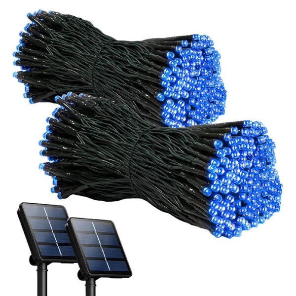 Nevenka 2Pcs Solar String Lights 12m Outdoor Waterproof Garden Patio Decor-Blue