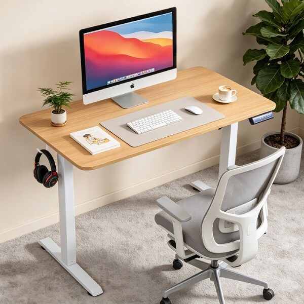 Avoltrix 120×60cm Electric Height Adjustable Standing Desk Sit Stand Workstation with Memory Controller – Oak