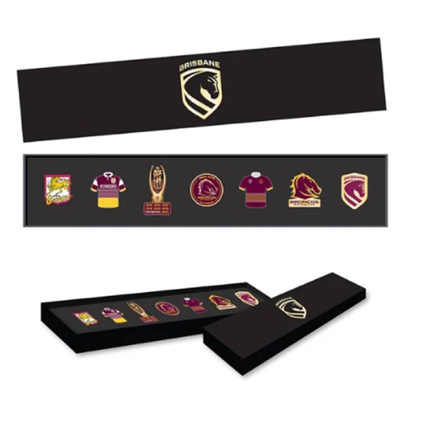 NRL Evolution Pin Set - History Logos - Brisbane Broncos - New Logo