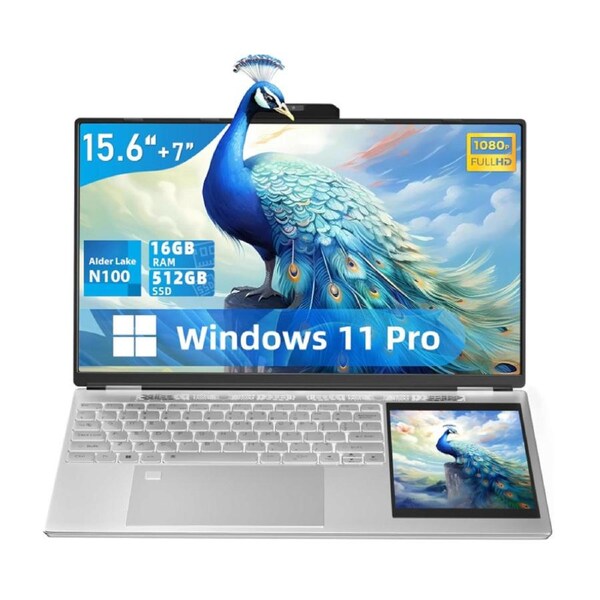 Dual screen N100 15.6-inch with 7-inch Touch Screen Business Office Learning Laptop 16GB RAM and 512G SSD