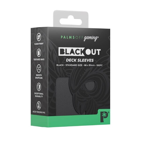 Palms Off Gaming - Blackout Deck Sleeves 100pk - Standard Size - Black