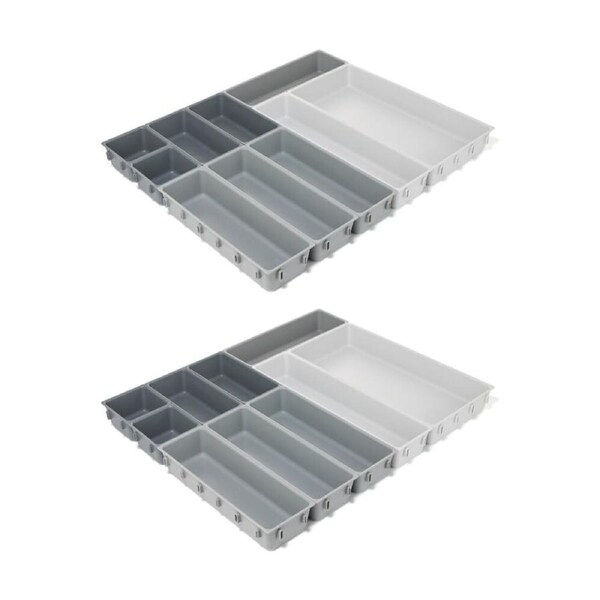 2x 10pc Joseph Joseph Blox Drawer Organiser Set Modular Storage Light Stone
