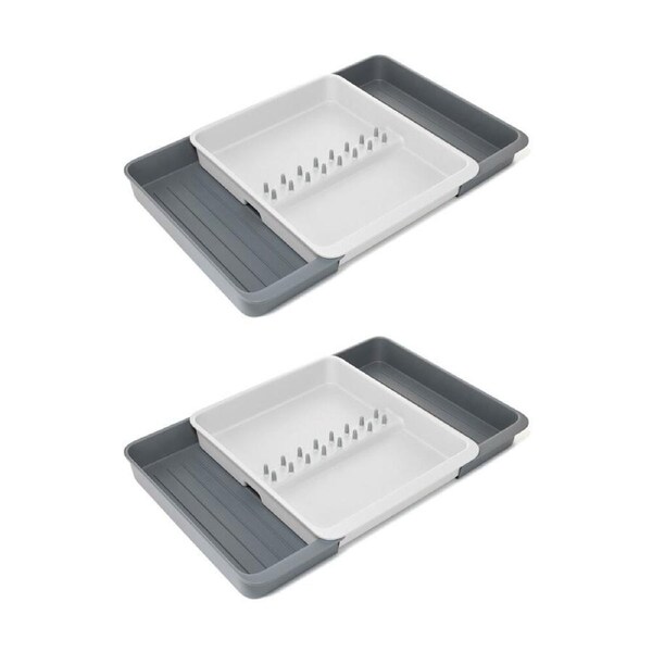 2PK Joseph Joseph DrawerStore Expanding Utensil Tray Kitchen Storage Stone