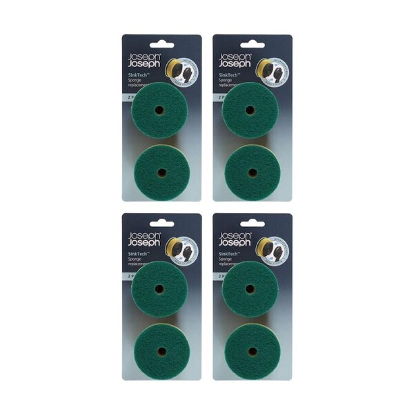 4x 2pc Joseph Joseph SinkTech Dish Sponge Replacement Heads Yellow/Green