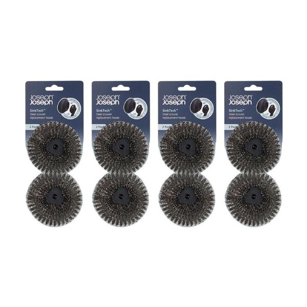 4x 2pc Joseph Joseph SinkTech Steel Kitchen Scourer Replacement Heads Graphite