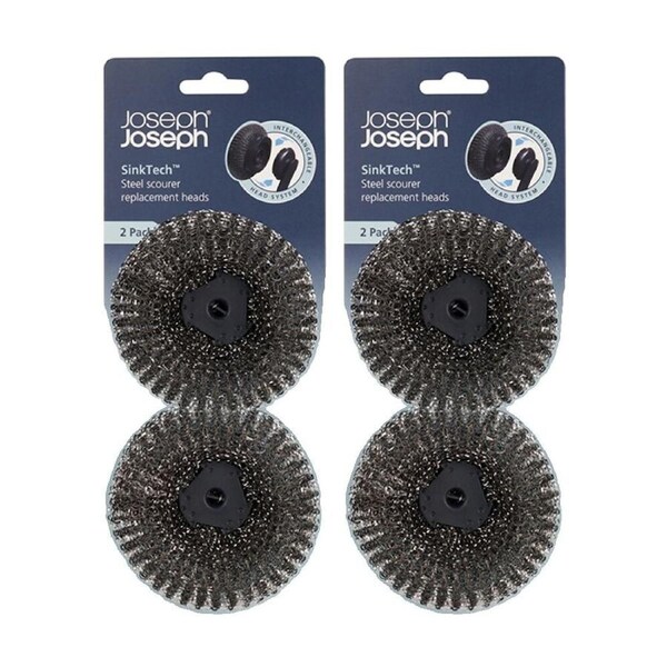 2x 2pc Joseph Joseph SinkTech Steel Kitchen Scourer Replacement Heads Graphite