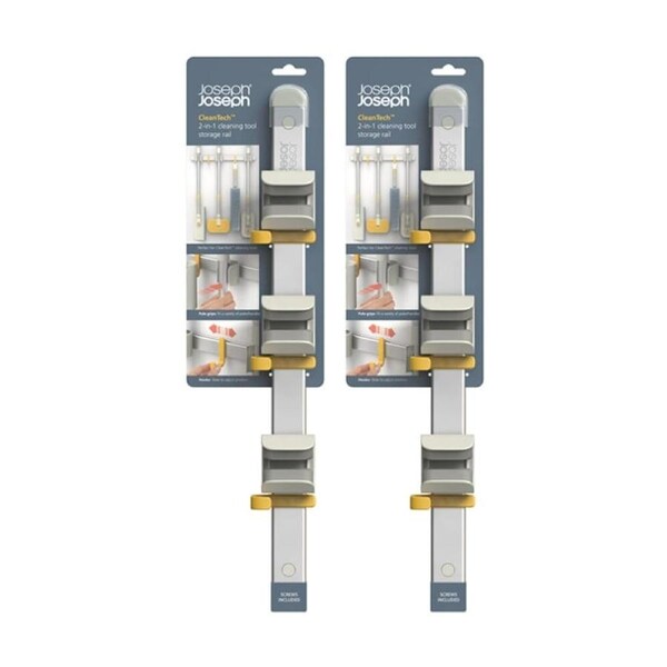 2PK Joseph Joseph CleanTech Cleaning Tool Storage Rail W/ Adjustable Hooks 49cm