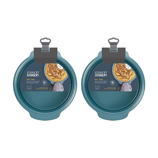 2PK Joseph Carbon Steel Non-Stick Nest Bake Round Cake Tin 20cm Blue