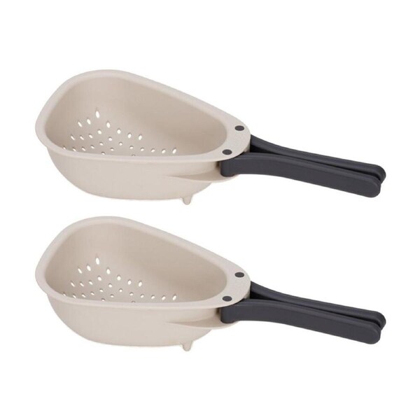 2PK Joseph Droplet Mini Small Kitchen Colander W/ Folding Handle Cream