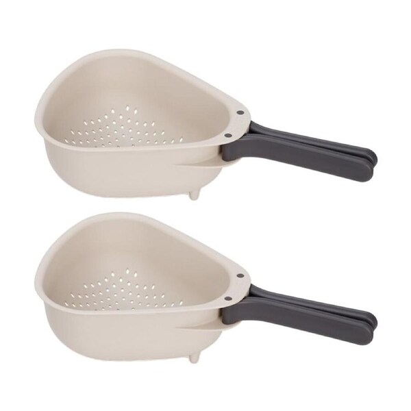2PK Joseph Droplet Large Kitchen Colander W/ Folding Handle Cream