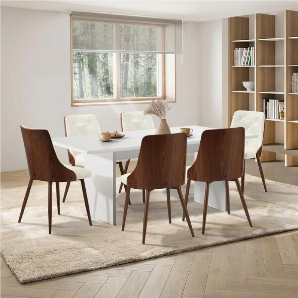 Oikiture 6-Seater Rectangular Dining Table and Chairs Wooden Kitchen Dining Set