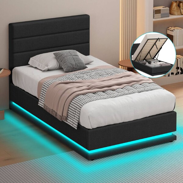ALFORDSON Bed Frame King Single RGB LED Gas Lift