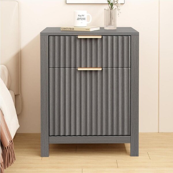 ALFORDSON Bedside Table 2 Drawers Cabinet Nightstand Grey